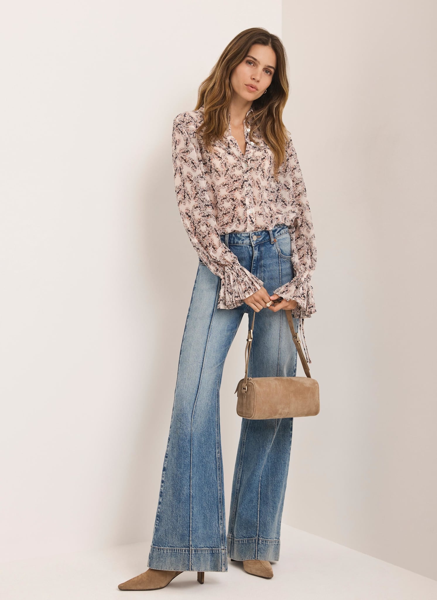 Cream Butterfly Print Blouse