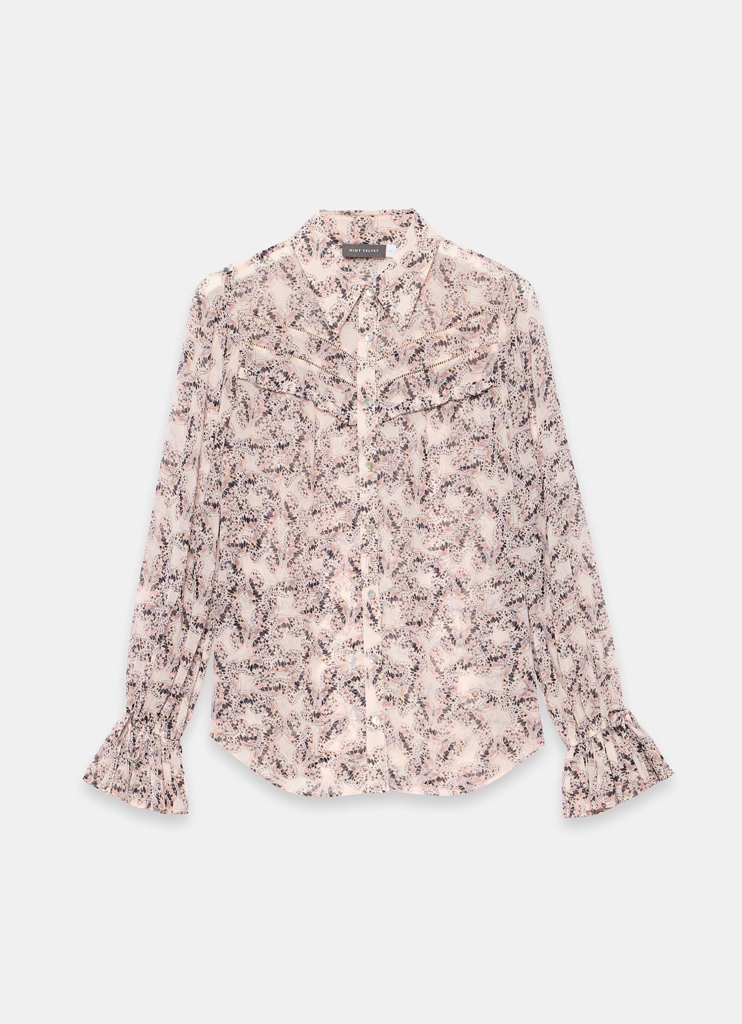 Cream Butterfly Print Blouse