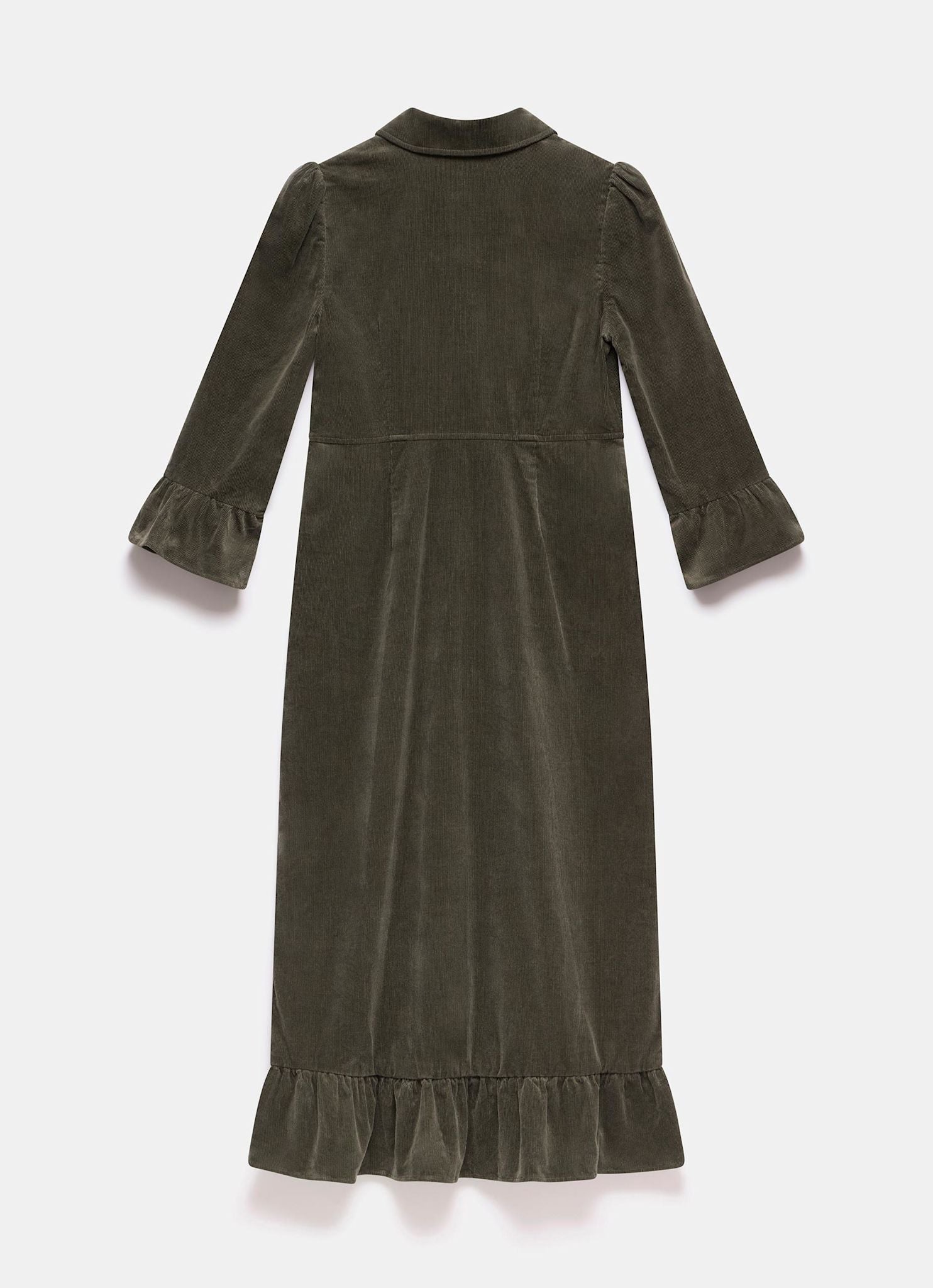 Khaki Corduroy Midi Dress