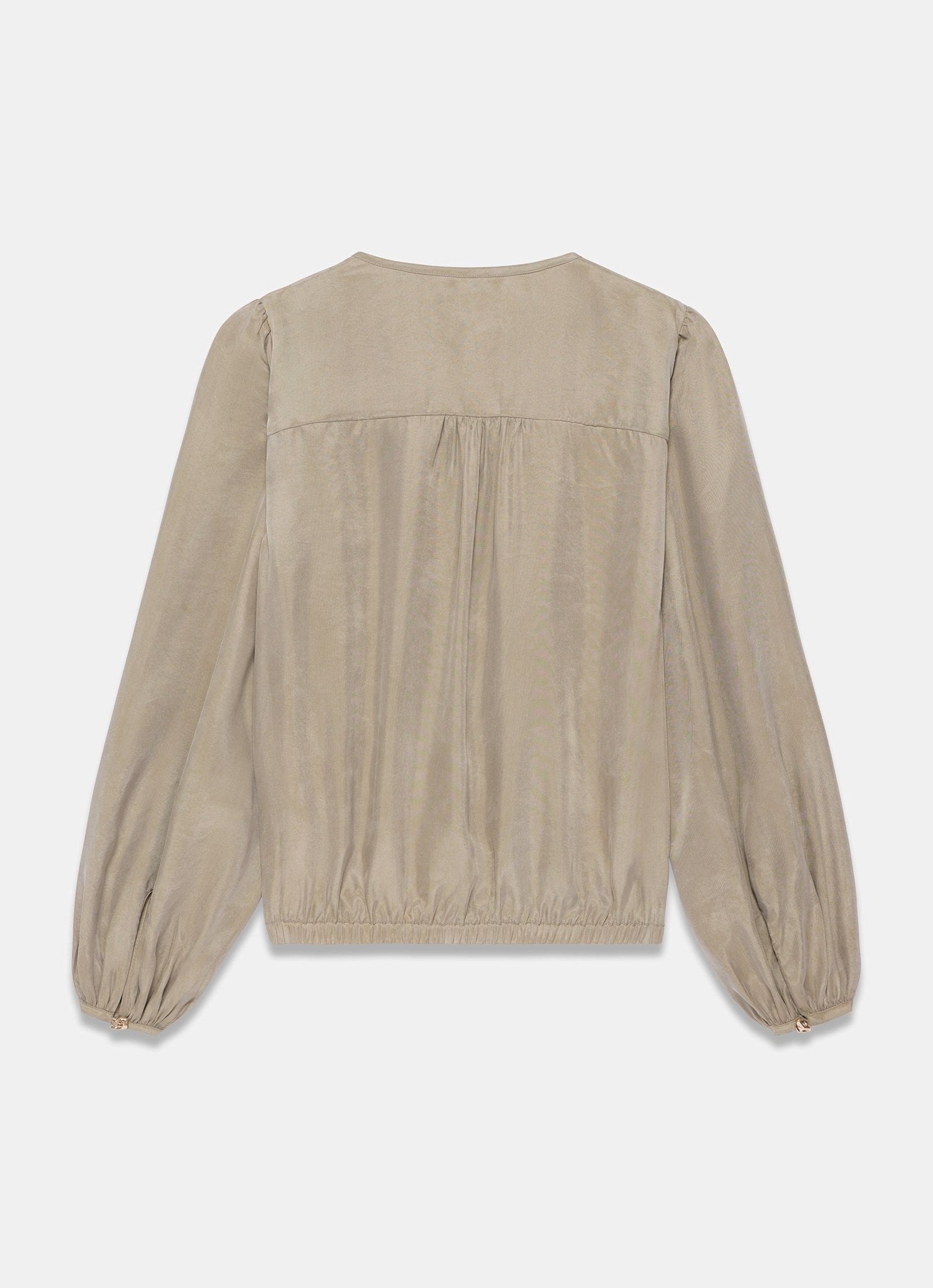 Khaki Long Sleeve Bomber Blouse