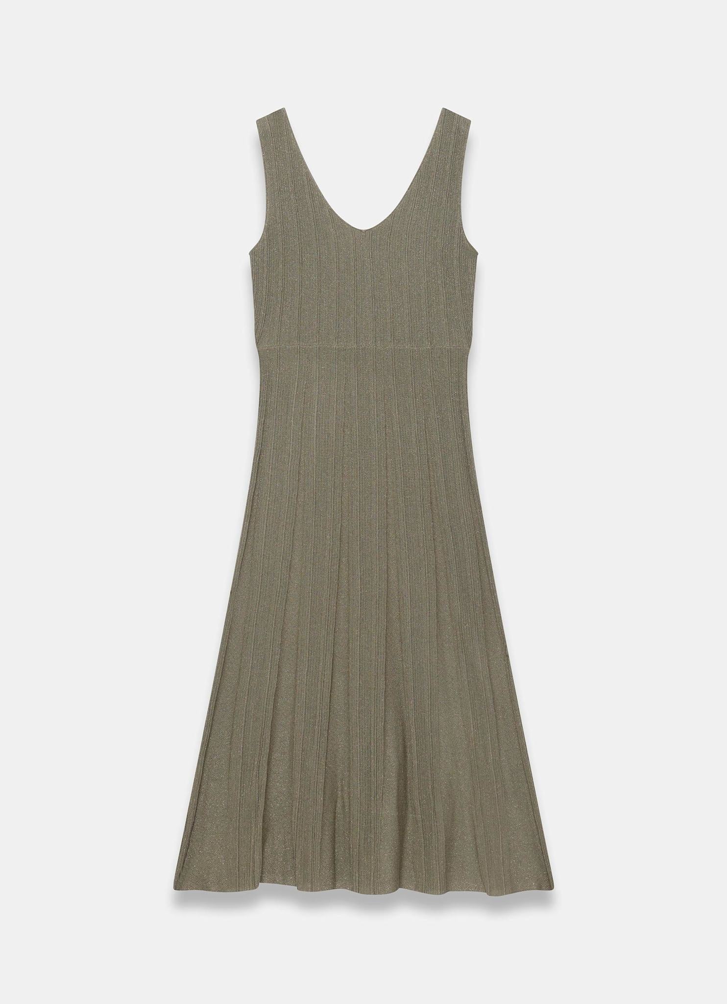 Khaki Sleeveless Knit Midi Dress