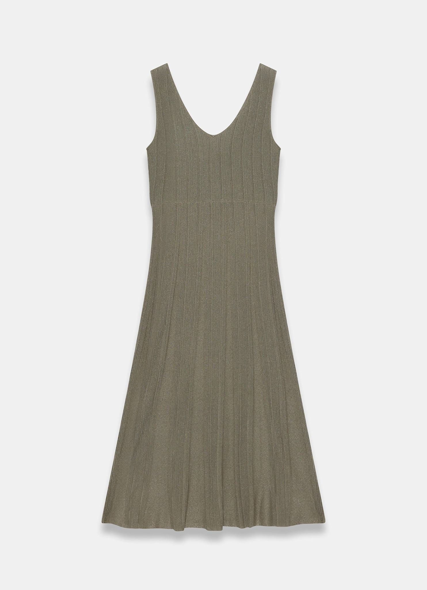 Khaki Sleeveless Knit Midi Dress