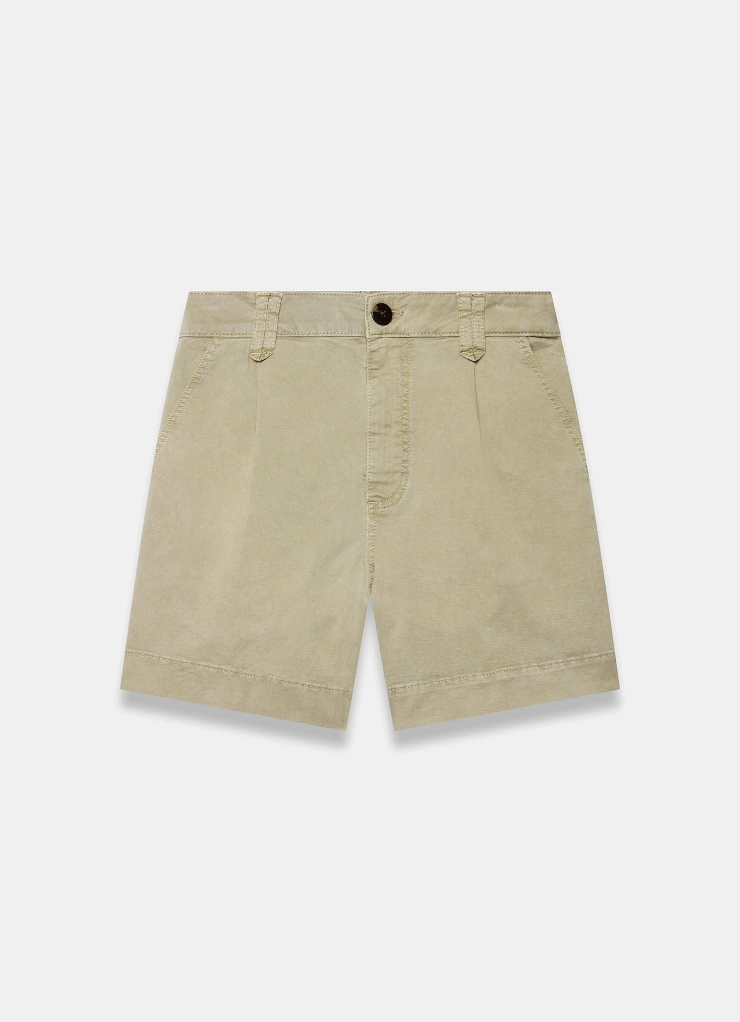 Khaki Pleated Chino Utility Shorts
