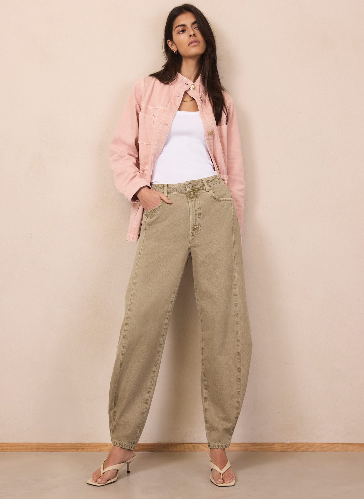 Khaki Balloon Popper Jeans
