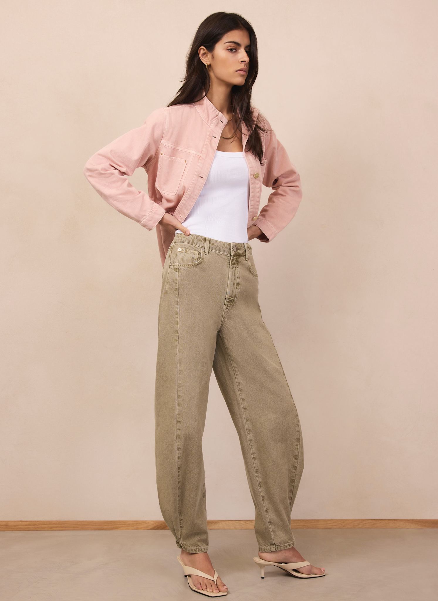 Khaki Balloon Popper Jeans
