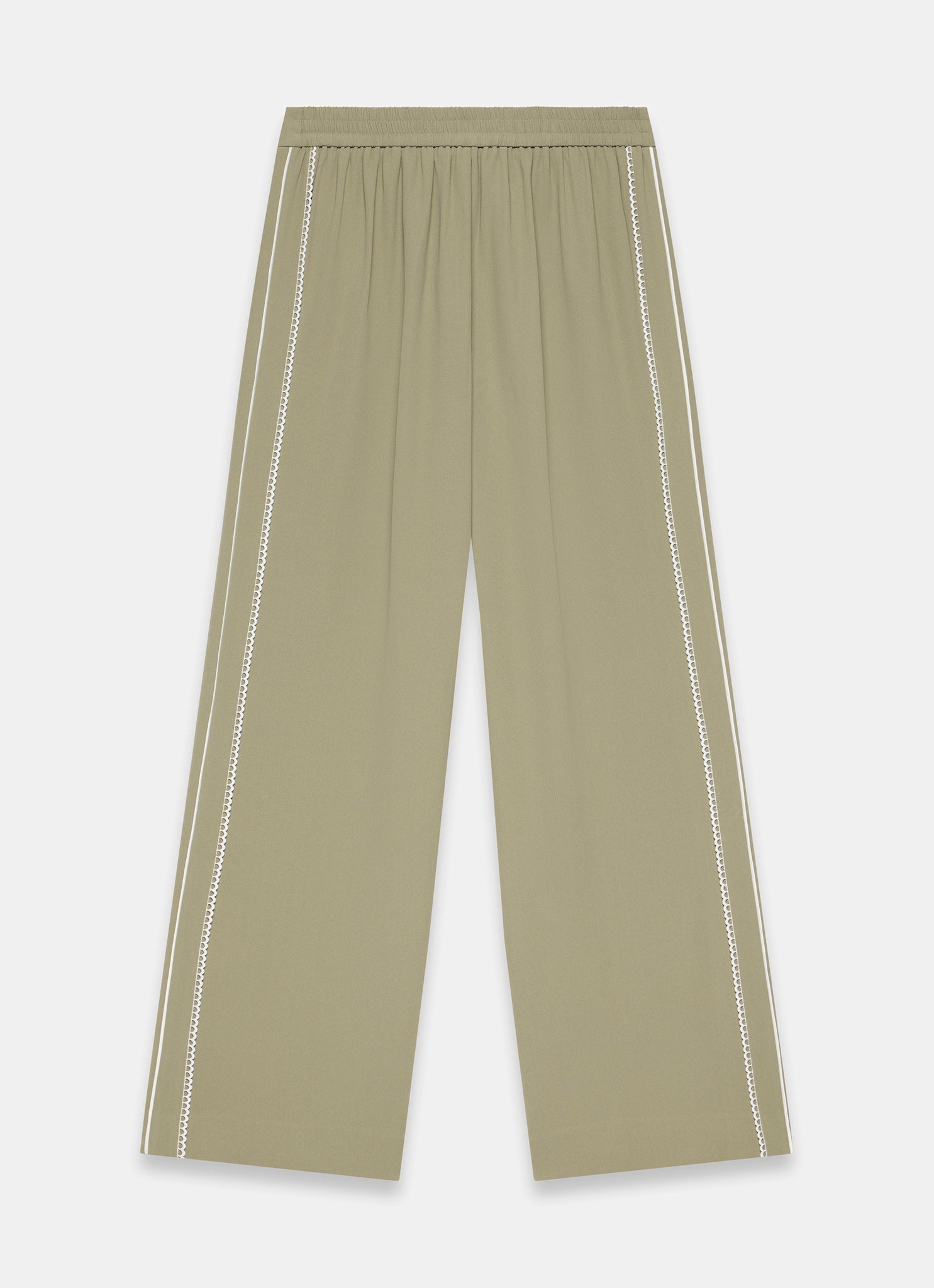 Khaki Scallop Side Stripe Wide Trousers