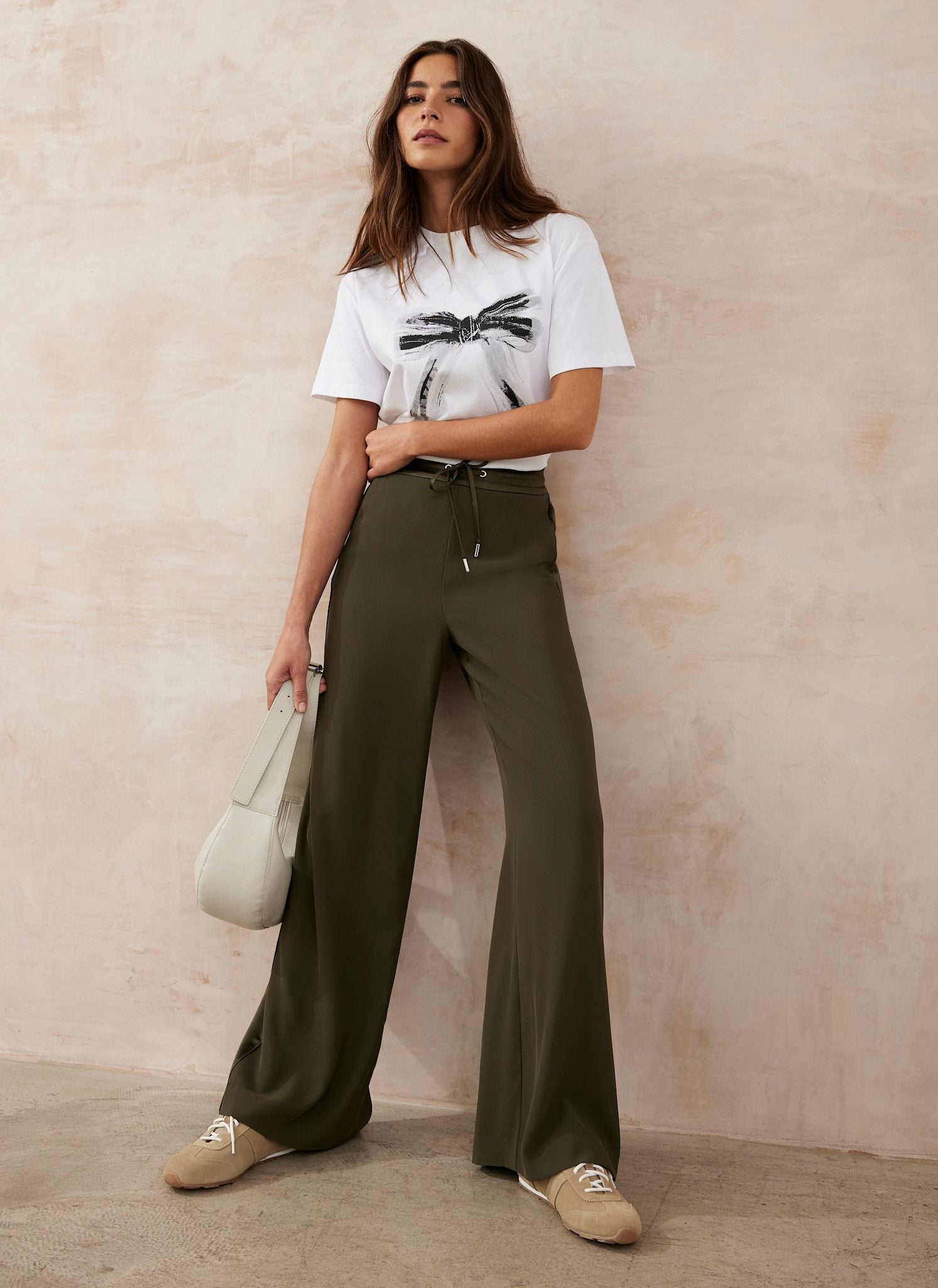 Khaki Side Stripe Wide Trousers