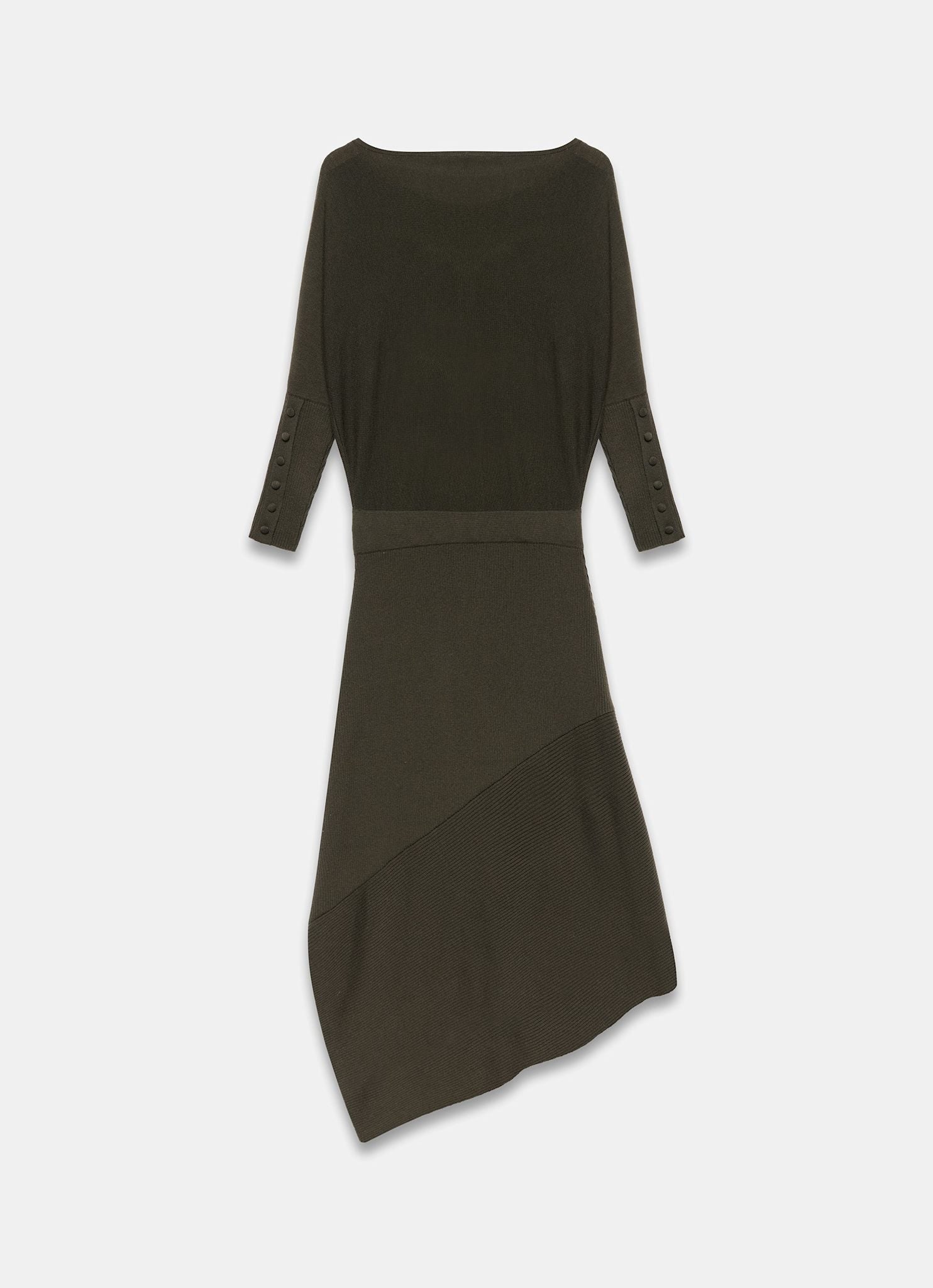 Khaki Batwing Asymmetric Knit Maxi Dress