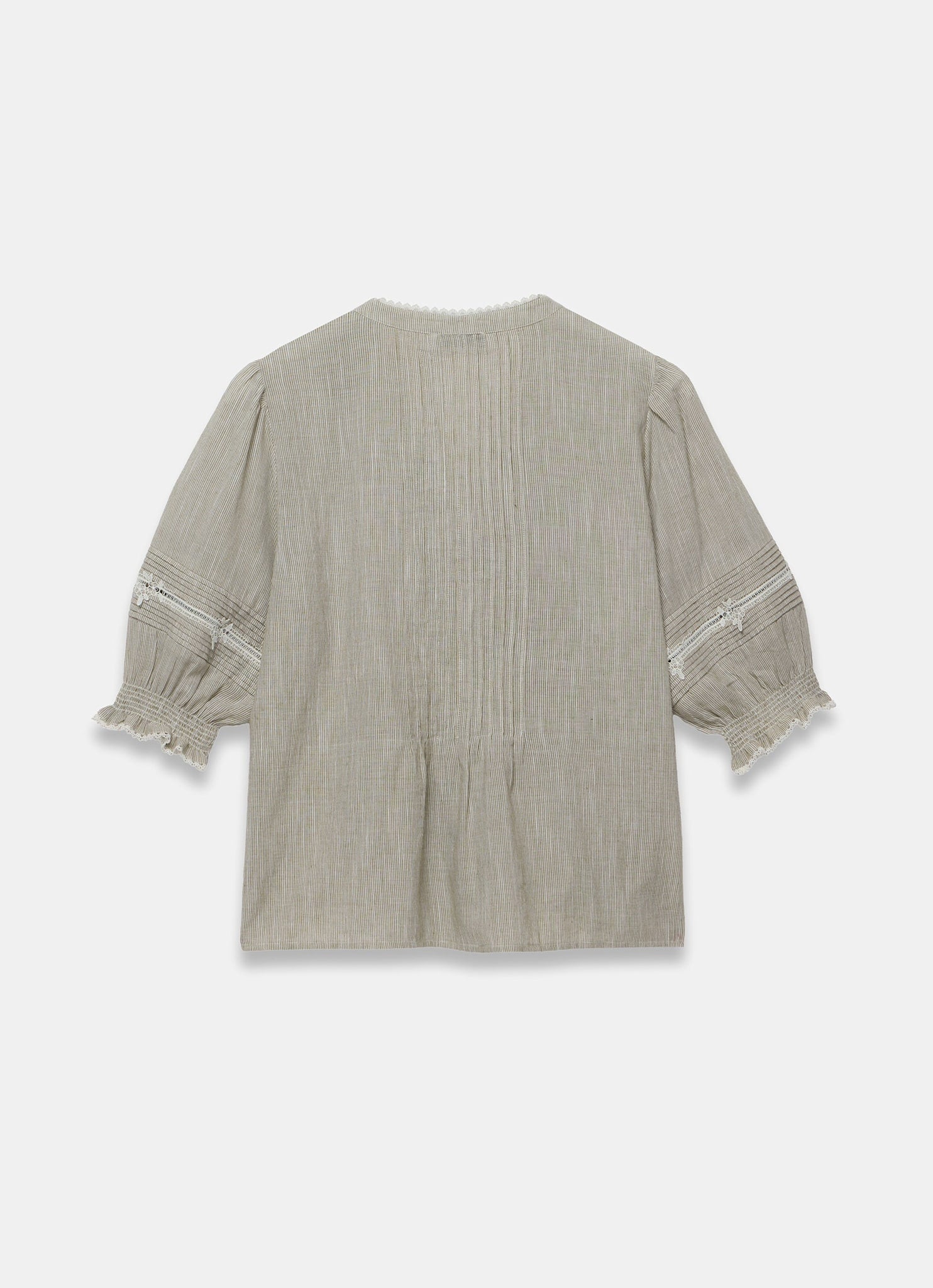 Cotton Stripe Ruffle Blouse