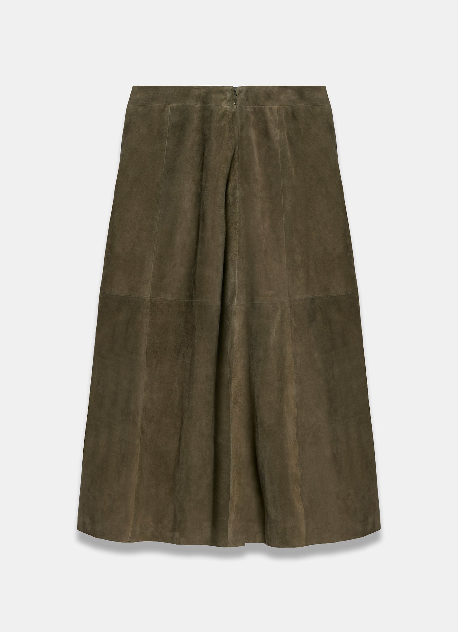 Khaki Suede Full Midi Skirt
