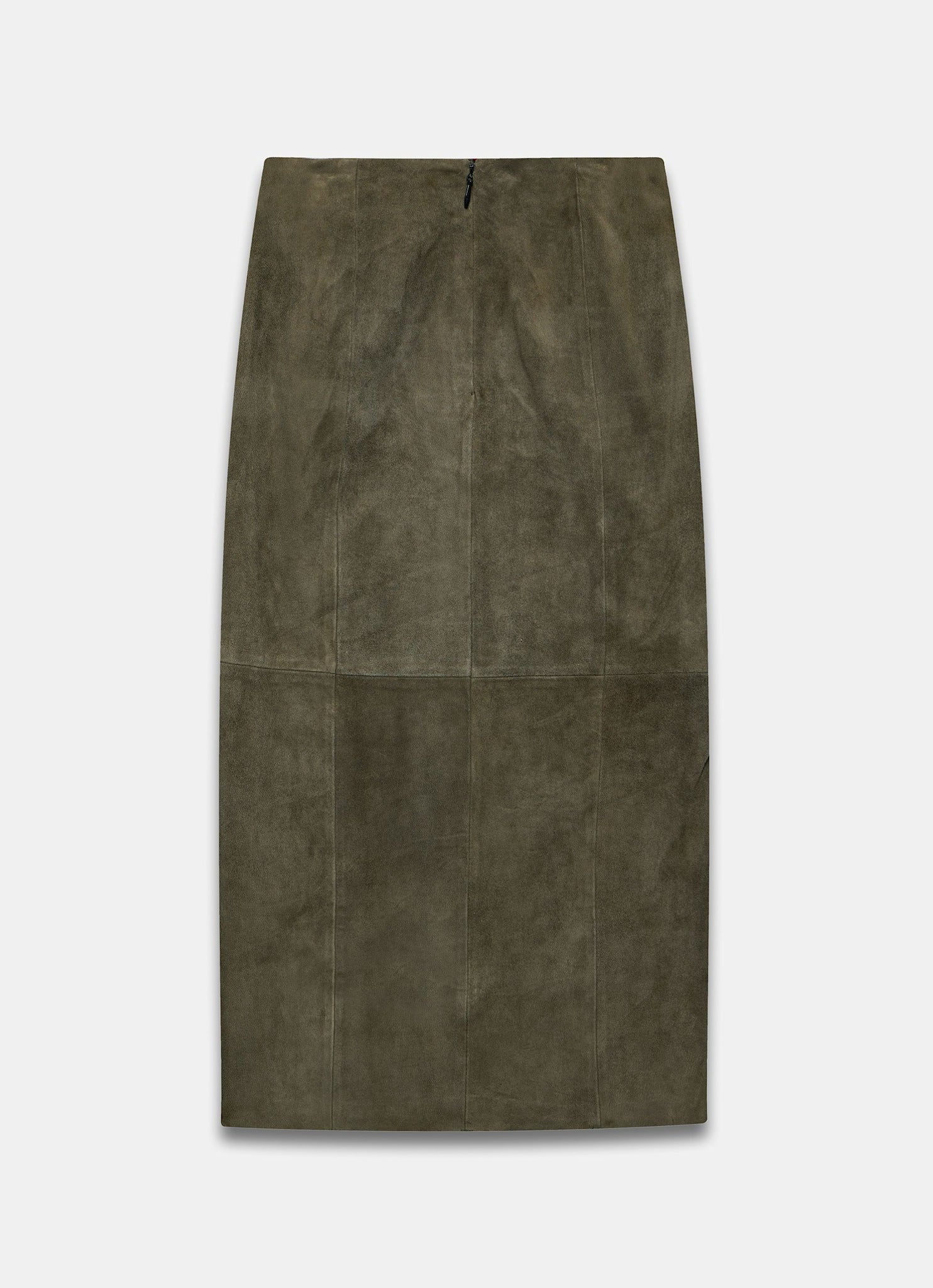 Khaki Suede Wrap Midi Skirt