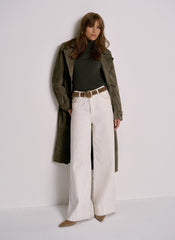 Khaki Suede Trench Coat