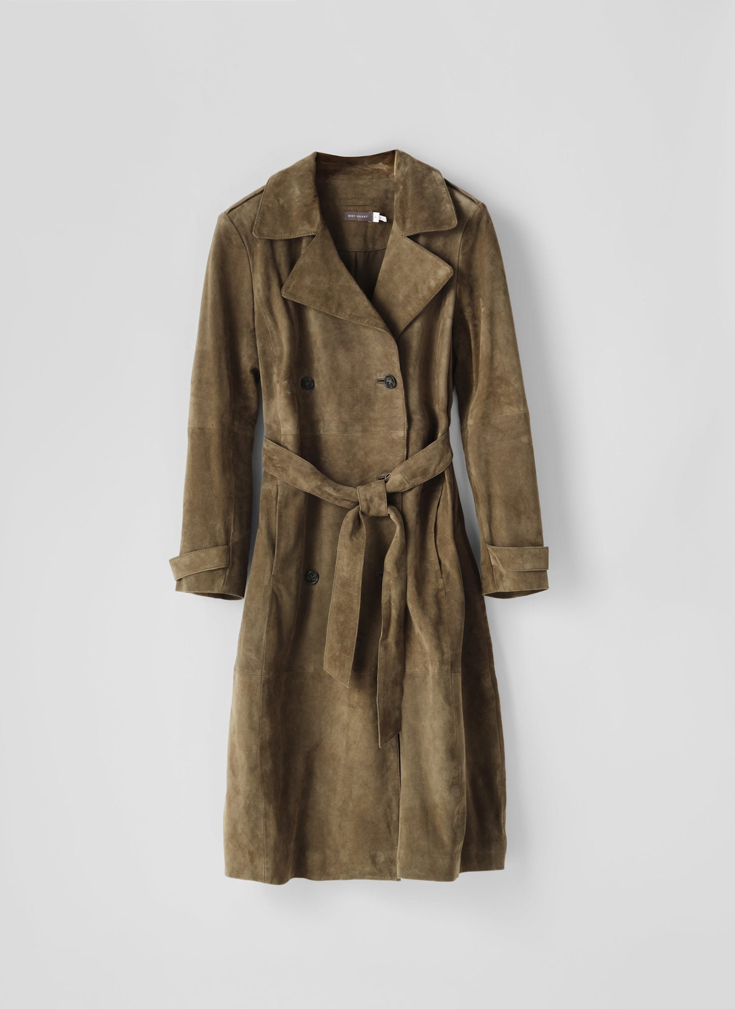 Khaki Suede Trench Coat