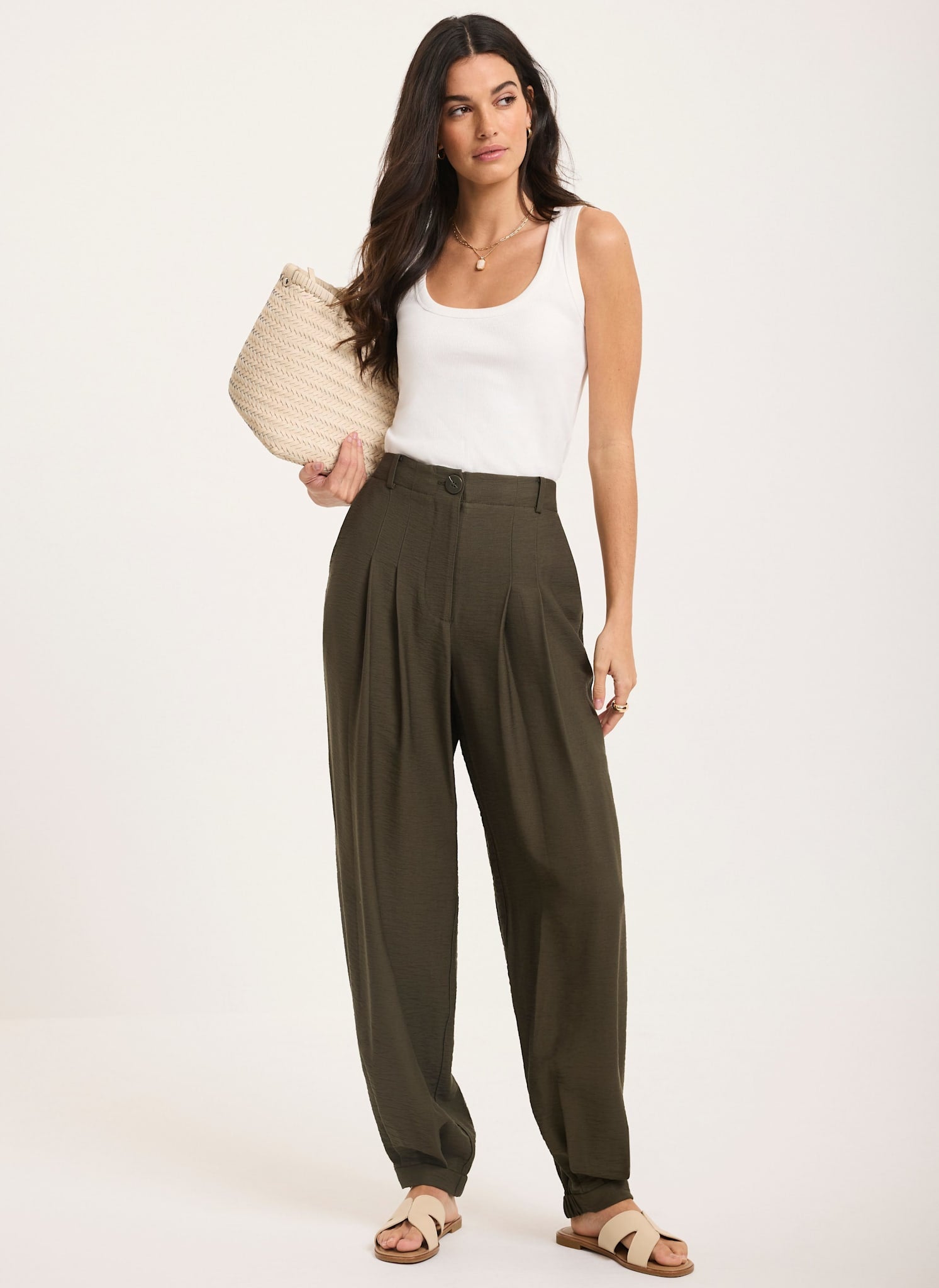 Khaki Soft Balloon Trousers