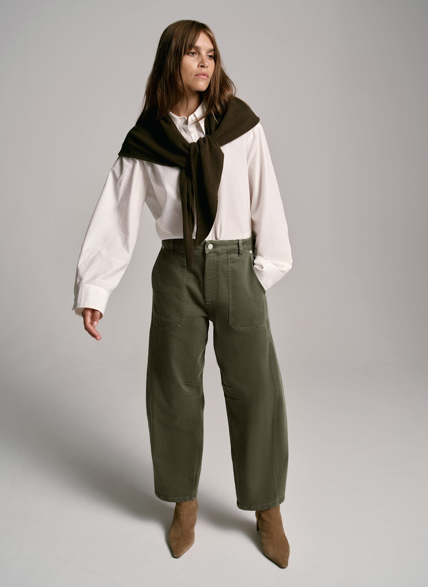 Khaki Utility Barrel Jeans