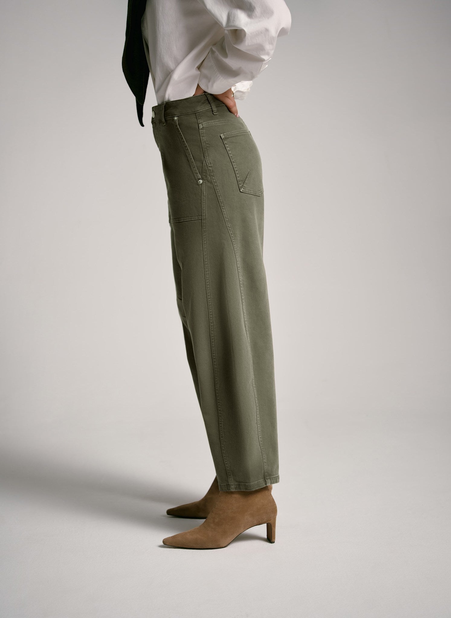 Khaki Utility Barrel Jeans