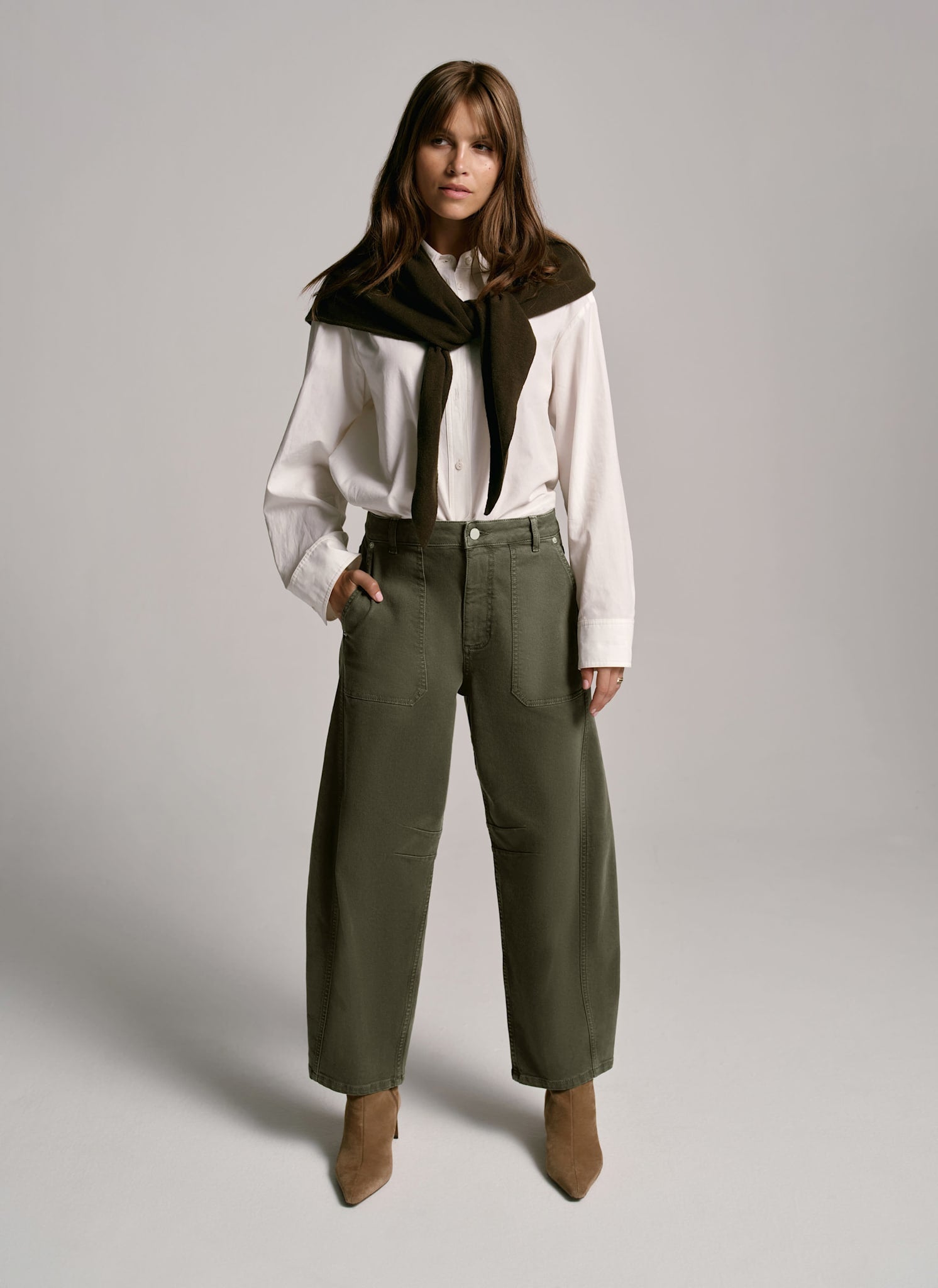 Khaki Utility Barrel Jeans