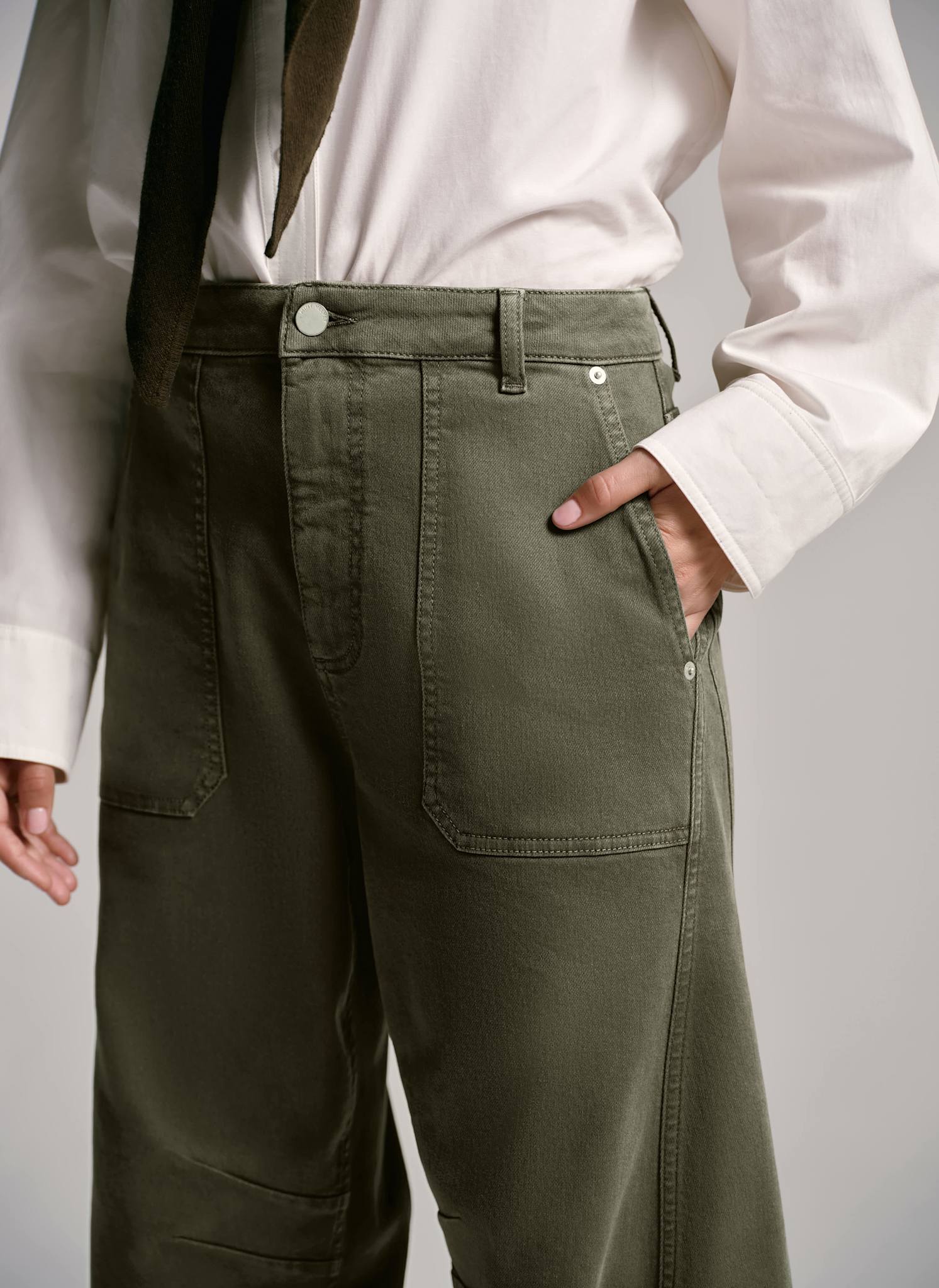 Khaki Utility Barrel Jeans