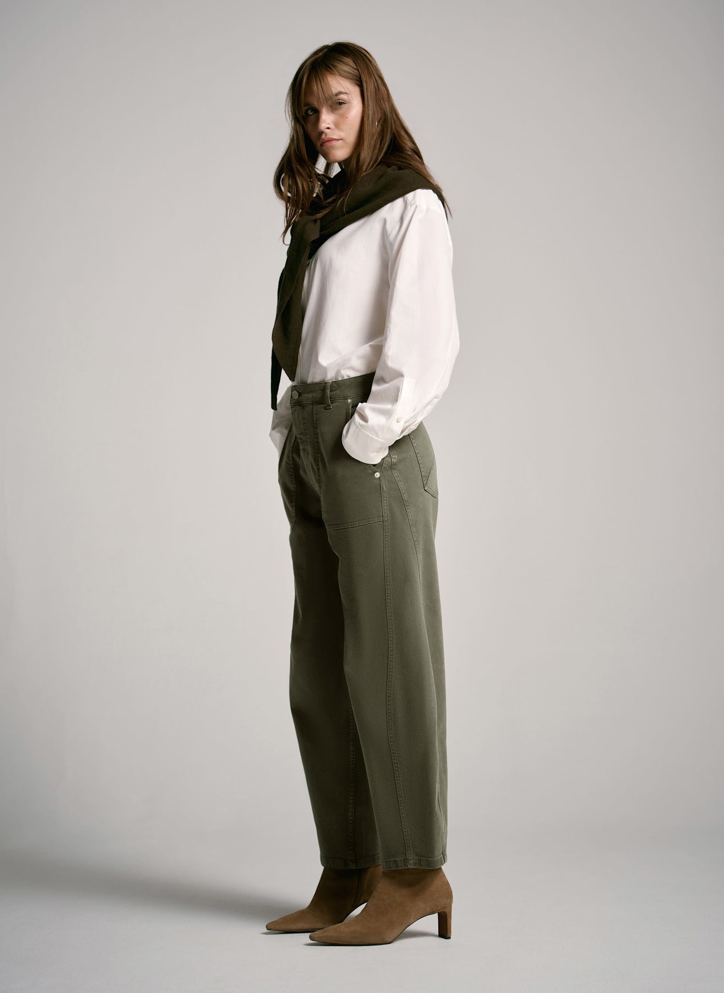 Khaki Utility Barrel Jeans
