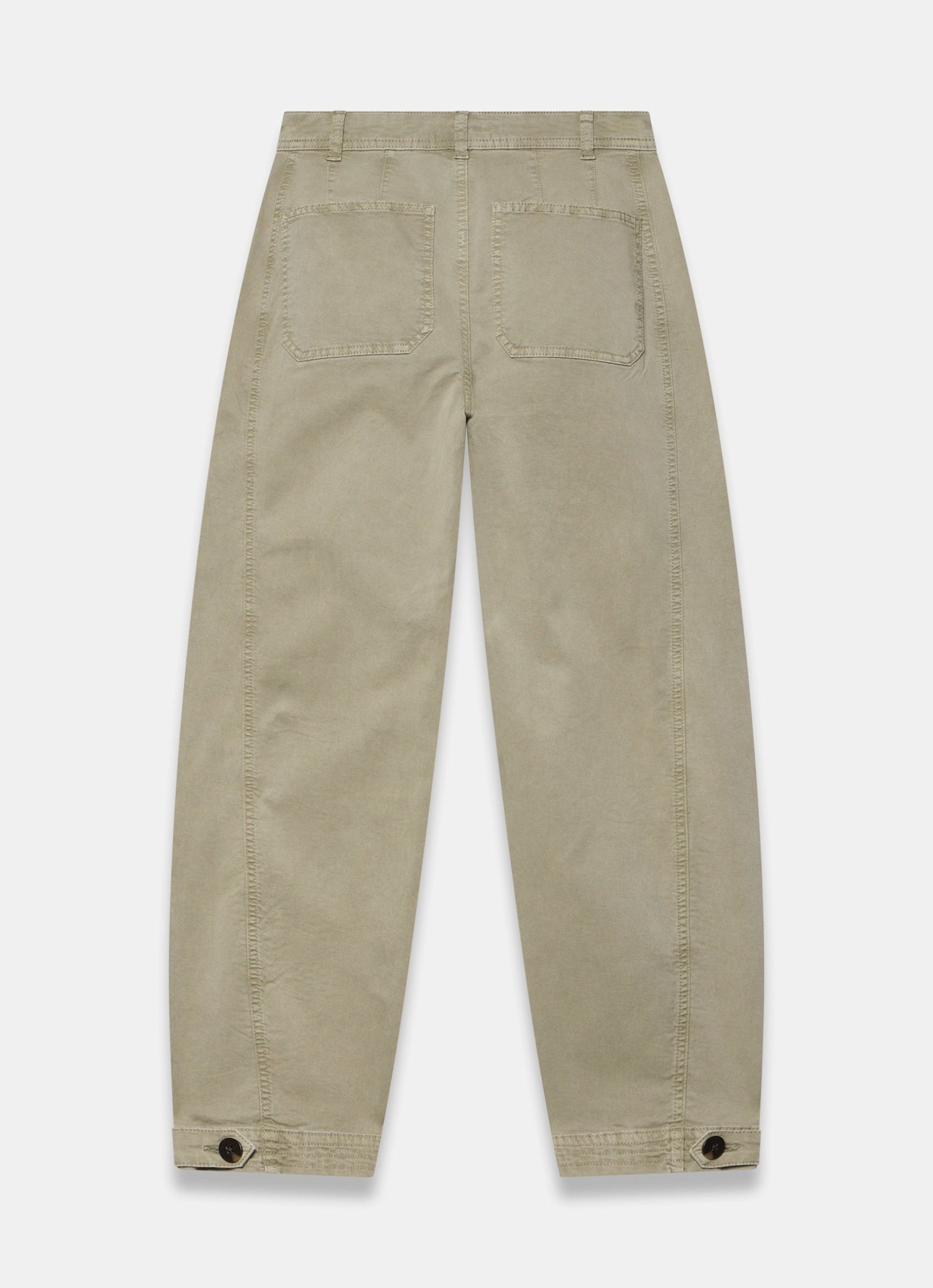 Khaki Washed Barrel Leg Chino Trousers