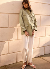 Khaki Washed Pocket Shacket