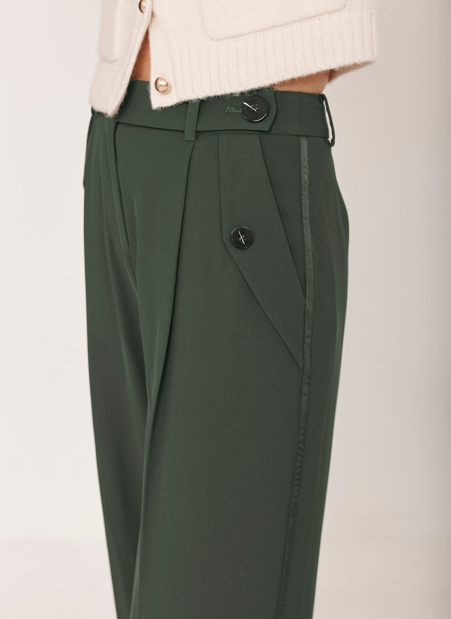 Green Tailored Wide Trousers