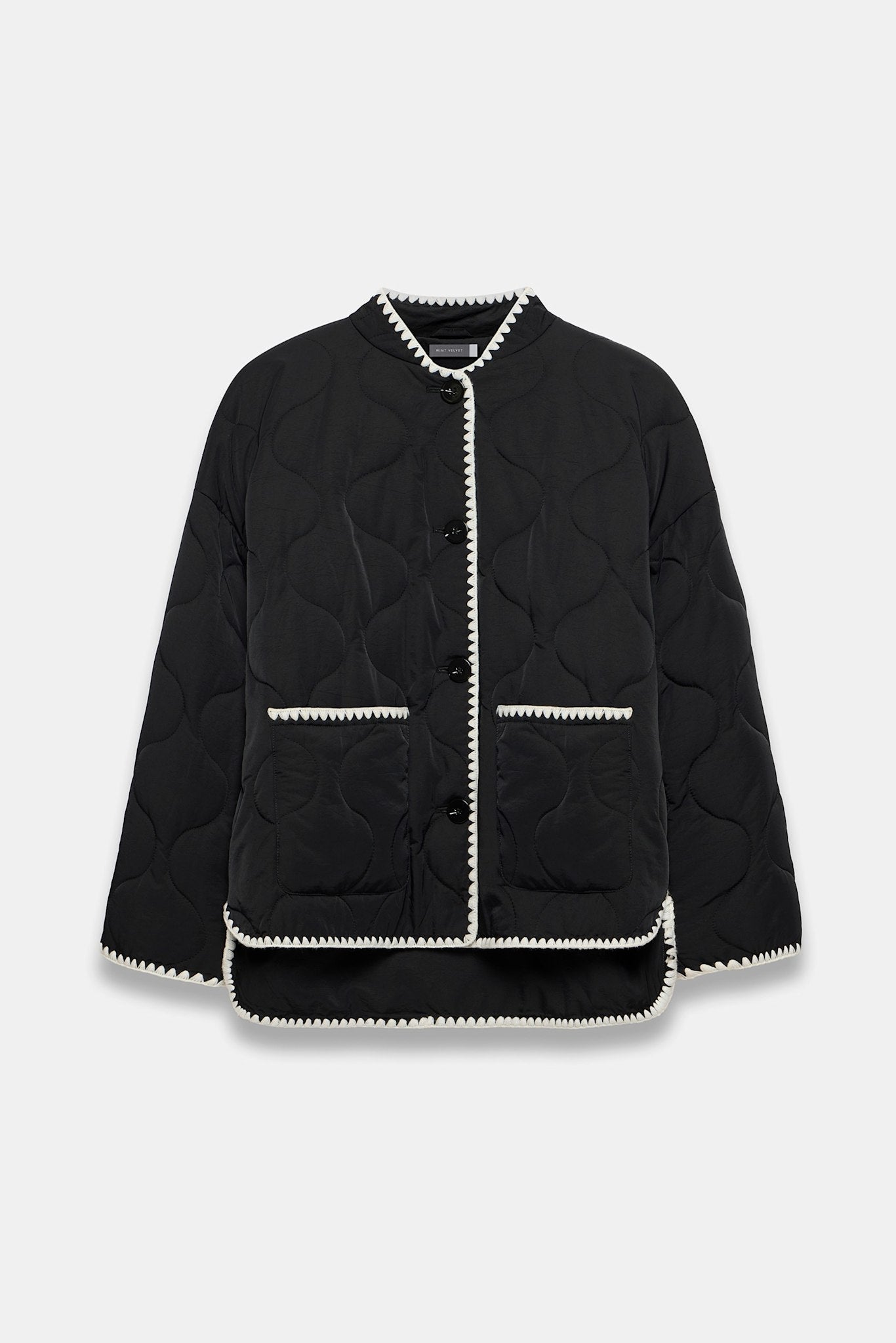 Black Contrast Back Quilted Jacket