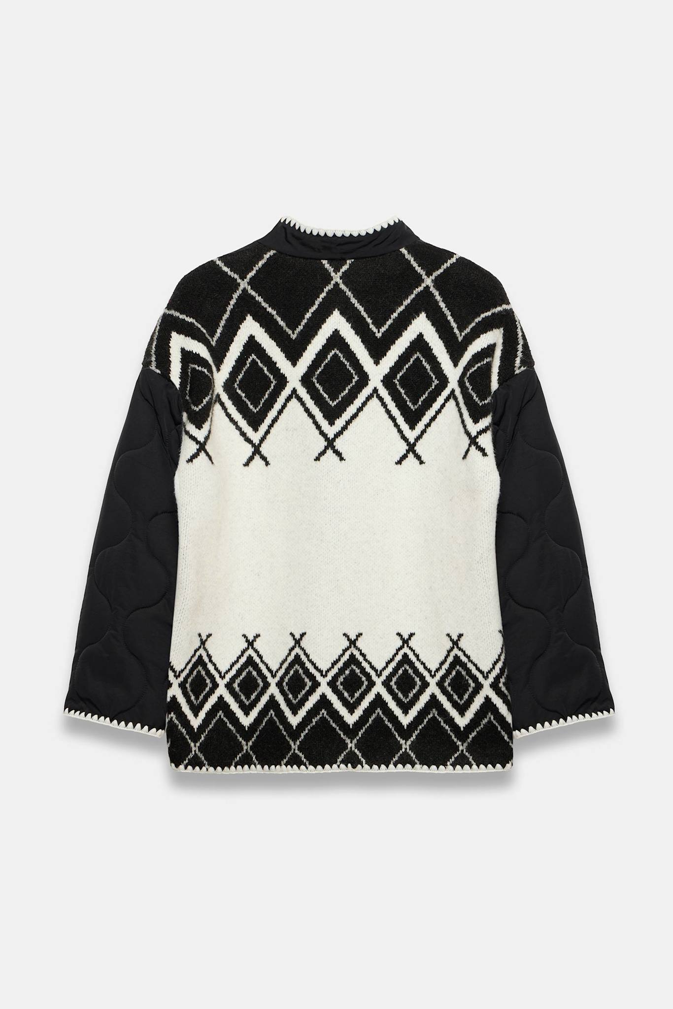 Black Contrast Back Quilted Jacket