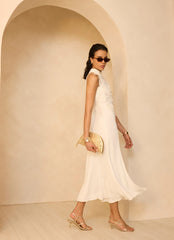 White Floral Textured Maxi Dress