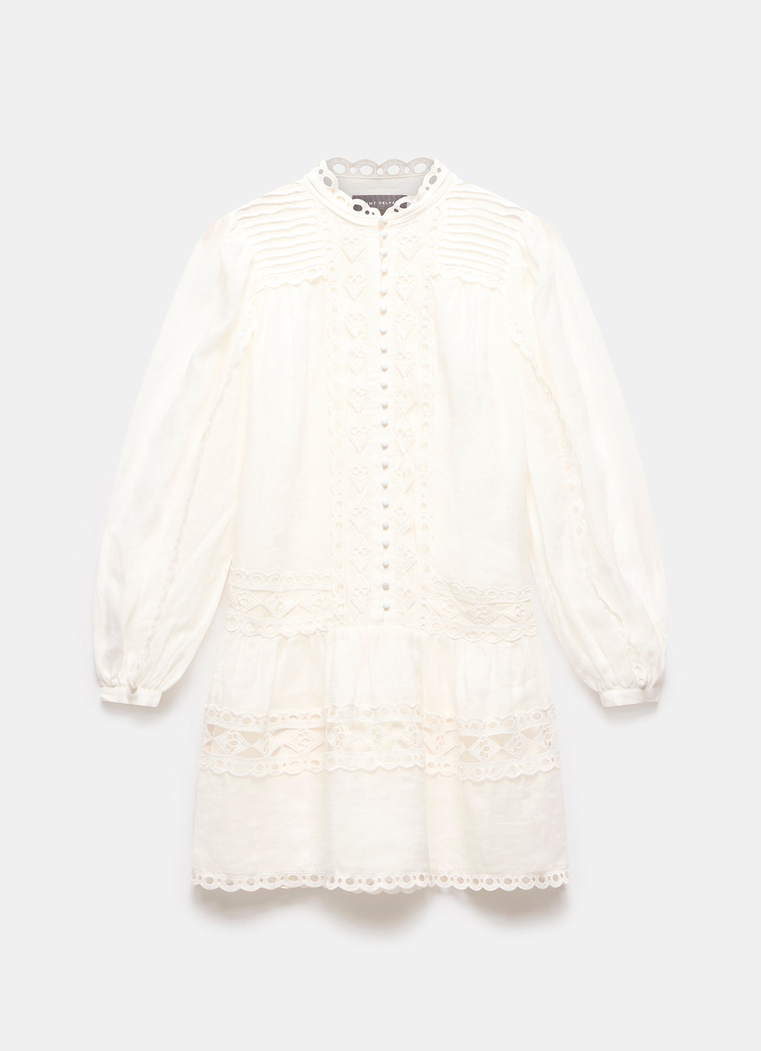 White Lace Detail Mini Dress