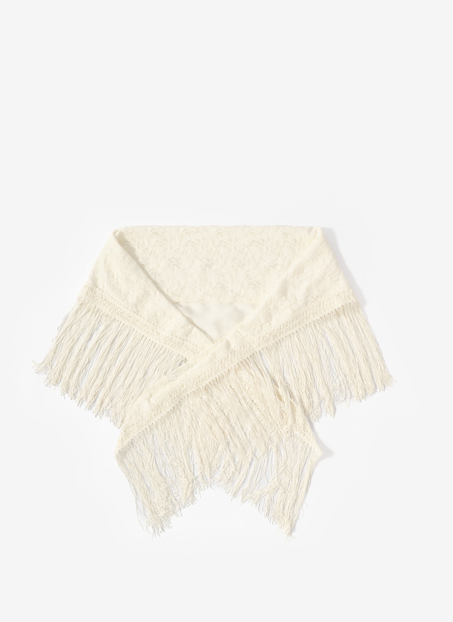 Cream Lace Fringe Cover Up Scarf