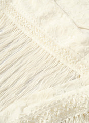 Cream Lace Fringe Cover Up Scarf