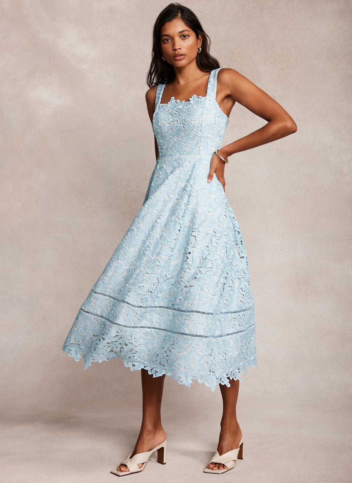 Blue Lace Midi Dress
