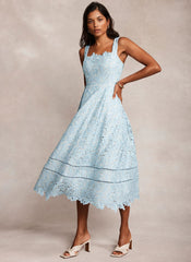 Blue Lace Midi Dress