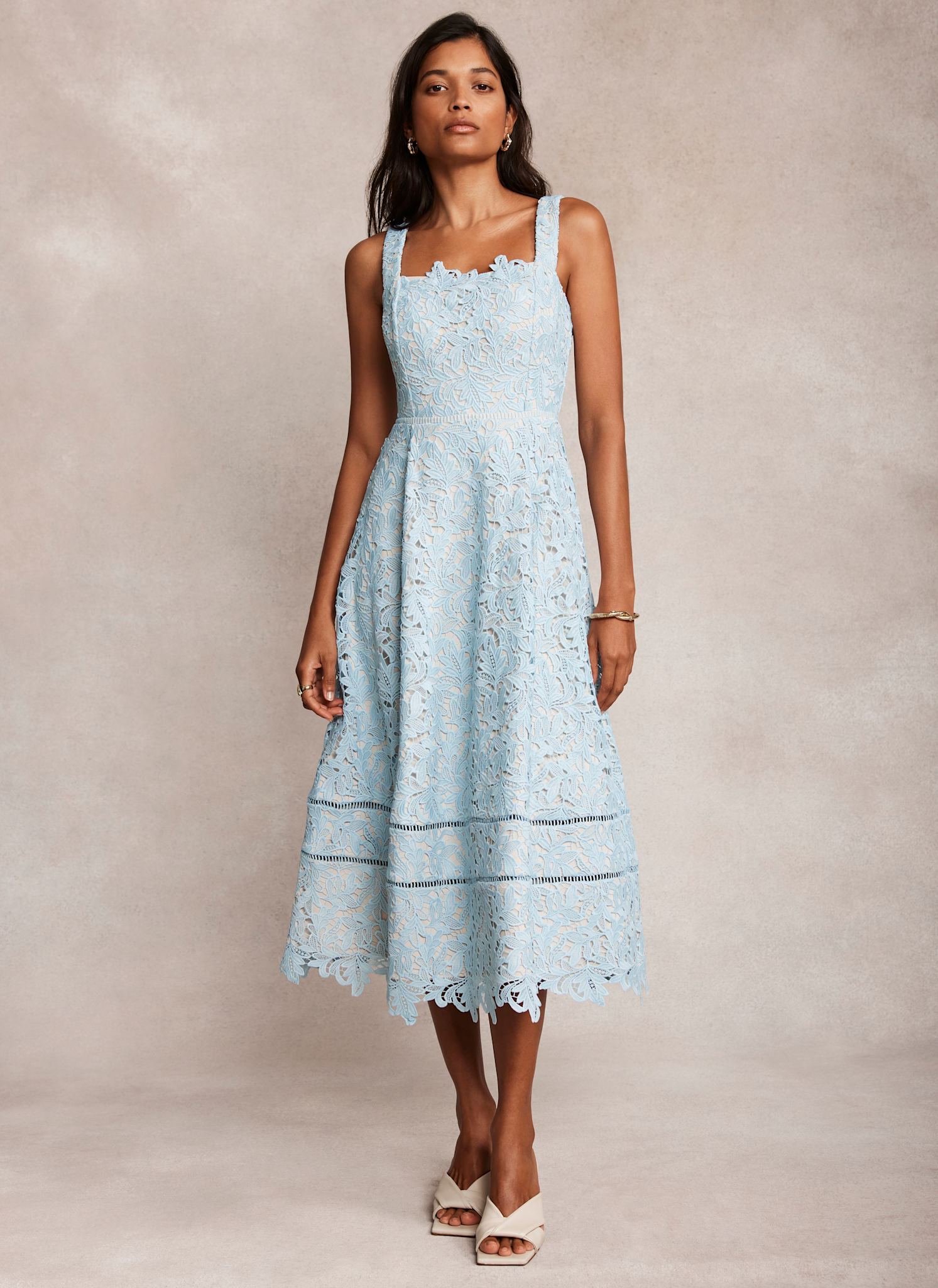 Blue Lace Midi Dress