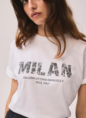 White Cotton Milan Graphic T-Shirt