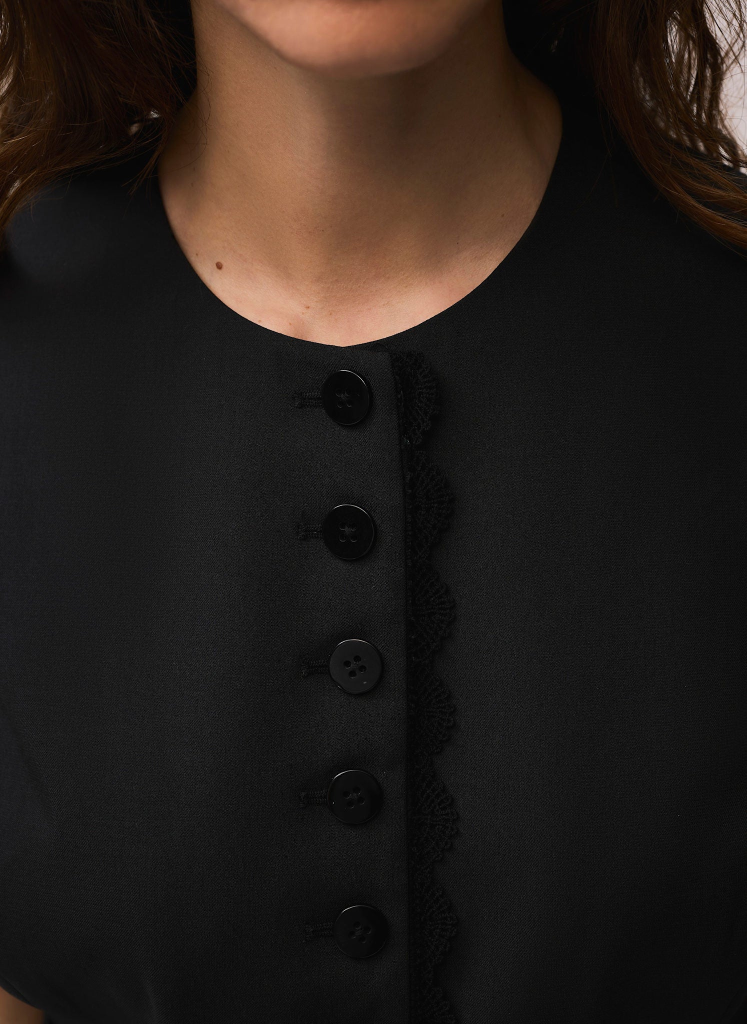 Black Lace Trim Waistcoat