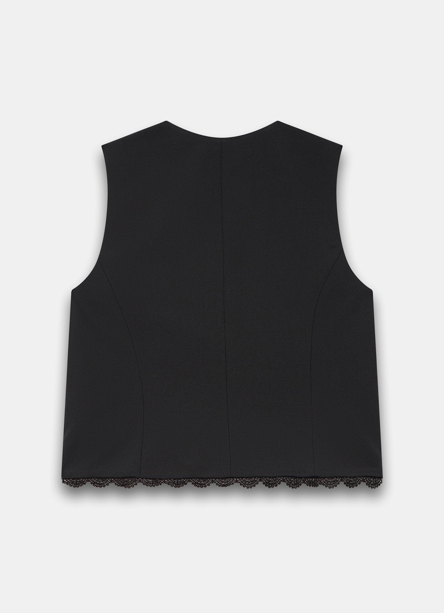Black Lace Trim Waistcoat