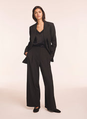 Black Lace Trim Wide Trousers