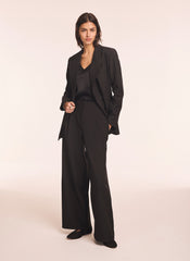 Black Lace Trim Wide Trousers