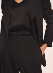Black Lace Trim Wide Trousers