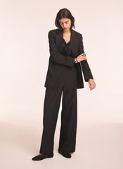 Black Lace Trim Wide Trousers