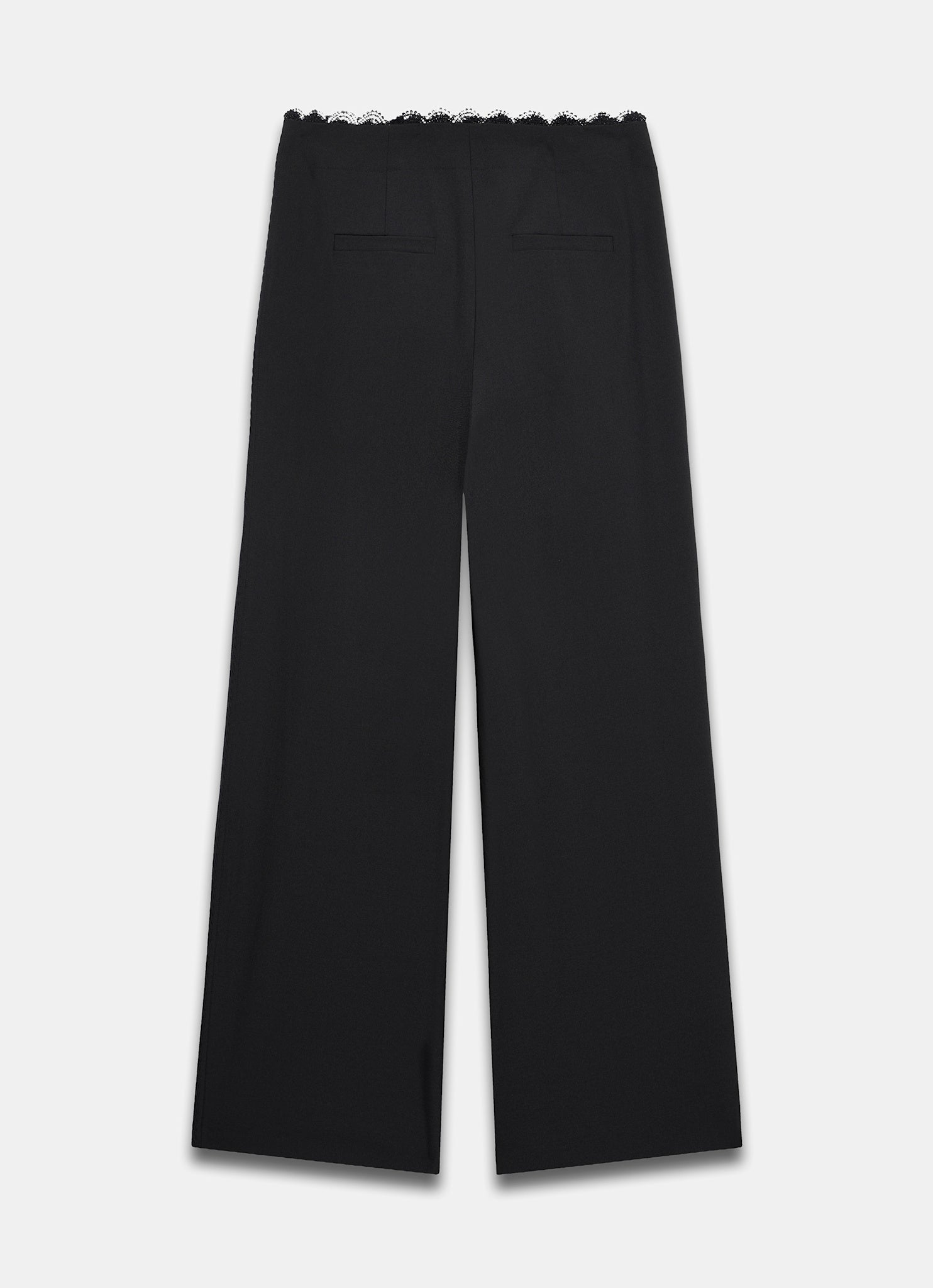 Black Lace Trim Wide Trousers
