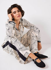 Cream Floral Print Satin Shirt