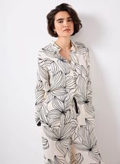 Cream Floral Print Satin Shirt