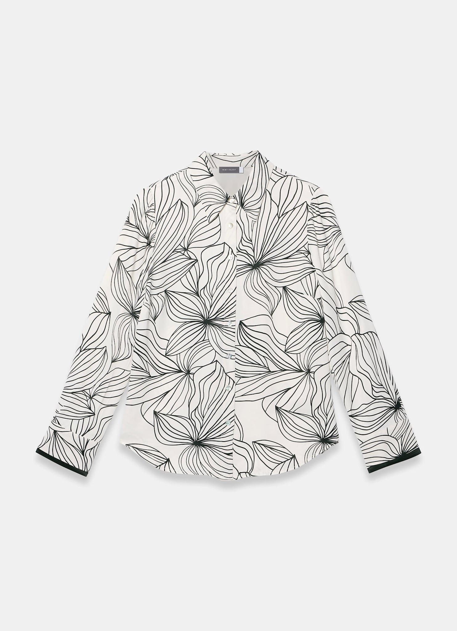 Cream Floral Print Satin Shirt