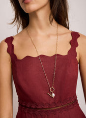 Gold Tone Pearl Lariat Style Necklace