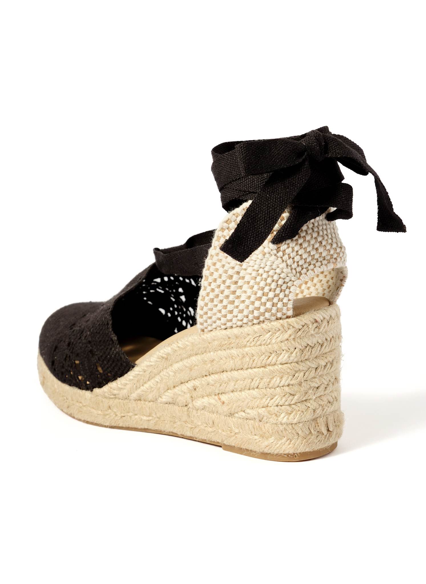 Laura Black Espadrille Wedge Sandals