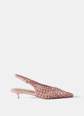 Lea Pink Woven Kitten Heels