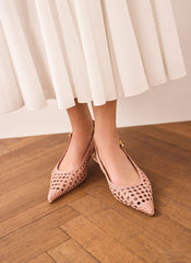 Lea Pink Woven Kitten Heels